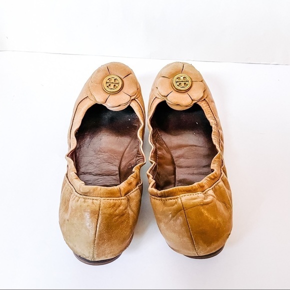 Tory Burch Shelby Tan Leather Flats SZ-6.5 - Picture 3 of 7